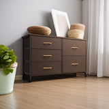 Nicehill Dresser for Bedroom with 5 Drawers, Storage Drawer Organizer, Wide Chest of Drawers for Closet, Clothes, Kids, Baby, TV Stand with Storage Drawers, Wood Board, Fabric Drawers（Brown） Nicehill