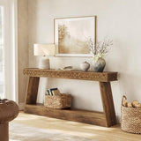 LITTLE TREE 70.87" Long Farmhouse Console Table, 2-Tier Shelf Narrow Accent Entryway Sofa Table for Living Room, Behind Couch, Hallway - Brown LITTLE TREE