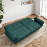 Trygoal Convertible Futon Sofa Bed, Modern Futon Couch with 2 Pillows, Small Futons Couch with Adjustable Armrest & Backrest, Loveseat Sofa Bed for Living Room, Bedroom, Green Trygoal
