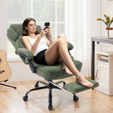 linting 400lbs Ergonomic Reclining Office Chair with Footrest, Plus Size Big Tall Leather Recliner Office Desk Chairs with Foot Leg Rest, Green