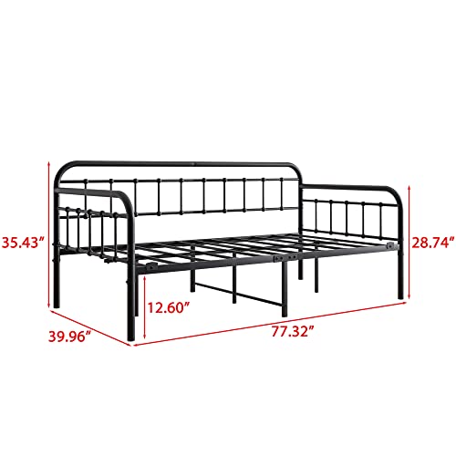 JURMERRY Metal Daybed Frame Twin Size with Steel Slats Platform Furniture,Black… JURMERRY
