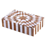 Handicrafts Home Handmade Decorative Storage Box with Lid, Wood & Resin Inlay Geometric Star Design, Coffee Table Storage Box, Remote Control Holder, Keepsake, Wooden Organizer for Home Decor- 8x5x2 Handicrafts Home