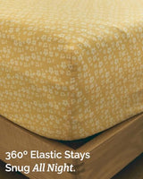 Floral Sheets - Yellow Floral Bed Sheet Set - 1 Flat, 1 Fitted & 2 Pillowcases w/ Deep Pockets - Comfy, Wrinkle & Fade Free - Boho Botanical Bedding - Ultra-Soft, Breathable & Cooling - Queen Size Set CGK Unlimited