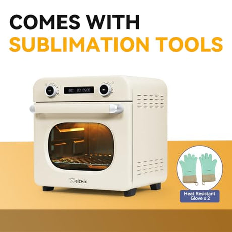 GIZMIX 18L Sublimation Oven for Tumblers, Mugs & Bottles, Digital Heat Press Convection Oven with 360° Heating, Precise Temperature Control, Fits Multiple Items, Includes Heat Resistant Gloves GIZMIX