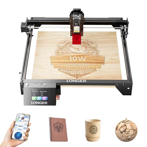 Longer RAY5 New Upgrade Laser Engraver, Laser Cutter 10W Output Power, Engraving Speed Up to 24,000 mm/min, 3.5” Color Touch Screen, App Offline Control, DIY Engraver Tool for Metal/Glass/Wood Longer