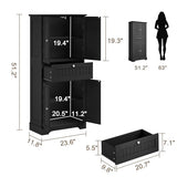 ChooChoo 51" H Tall Bathroom Floor Cabinet, Modern Bathroom Storage Cabinet with Drawer and Adjustable Shelves, Freestanding Kitchen Pantry Cupboard with 4 Doors for Living Room, Black ChooChoo