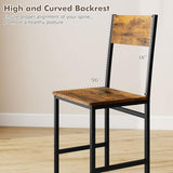 COSTWAY Dining Chairs Set of 2, Rustic Wood & Metal Frame Industrial Farmhouse Armless Side Chairs with Wide Comfy Seat & Slanted High Back for Dining Room, Kitchen, Home, Office, Restaurant COSTWAY