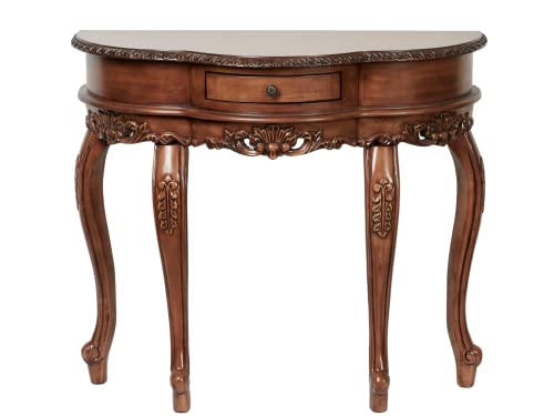Touch of Class Traditional Delegato II Natural Cherry Classic Wooden Console Table - Handcrafted Wood - Victorian Style - Decorative Regal Furniture - Half Circle Moon Shape - Elegant Display Touch of Class