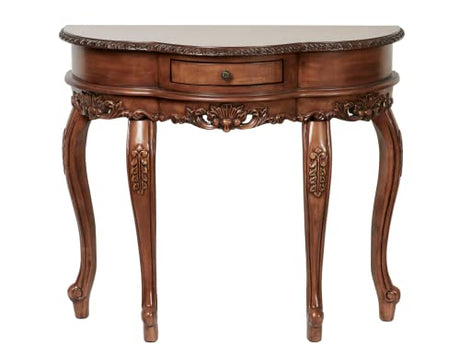 Touch of Class Traditional Delegato II Natural Cherry Classic Wooden Console Table - Handcrafted Wood - Victorian Style - Decorative Regal Furniture - Half Circle Moon Shape - Elegant Display Touch of Class