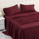 MICORAL Queen Bed Sheets Set, Soft Breathable Bedding Sheet Set, Sheets Set with 16" Deep Pocket Design (4 Pieces, Queen, Wine Red) MICORAL