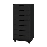 Panana 5/7 Drawer Chest, Wooden Tall Dresser Storage Dresser Cabinet with Wheels, Office Organization and Storage, Bedroom Furniture (Black, 7 Drawer) Panana