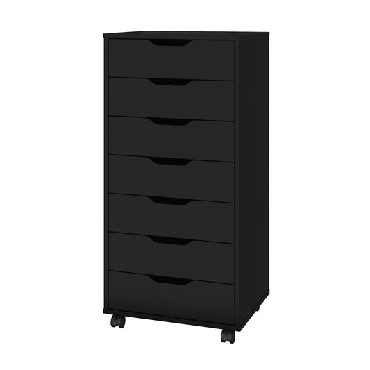 Panana 5/7 Drawer Chest, Wooden Tall Dresser Storage Dresser Cabinet with Wheels, Office Organization and Storage, Bedroom Furniture (Black, 7 Drawer) - WoodArtSupply