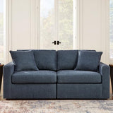 Signature Design by Ashley Modmax Contemporary Modular Stain Resistant 2-Piece Loveseat with Removable Covers and 2 Accent Pillows, Blue Signature Design by Ashley
