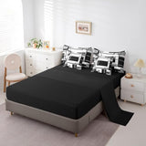 Erosebridal 7Pcs Black and White King Comforter Set for Minimalist,Black Gray Modern Geometric Bed in A Bag,Abstract Geometric Modern Bedding with Bed Sheets,Mid Century Modern Fashion Quilt Erosebridal