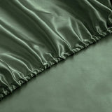 Pothuiny Satin Fitted Sheet - Ultra Soft Deep Pocket, Woodland Green, Single Mattress Cover (12" to 16") P Pothuiny