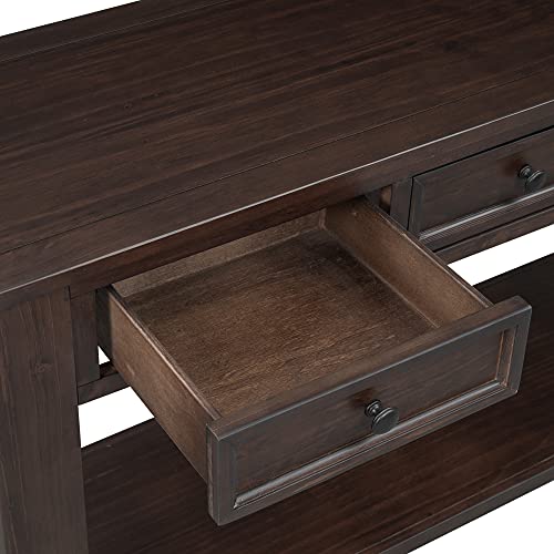 Merax Long Console Table with 4 Storage Drawers, Farmhouse Entryway Table with Open Shelf, 63 Inch Sofa Table Behind Couch, for Hallway Living Room Foyer, Espresso Merax
