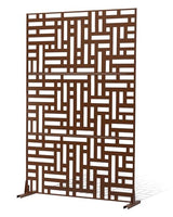 VEVOR Metal Privacy Screen, 36" W x 72" H, Outdoor Privacy Screens & Panels, Freestanding Outdoor Divider with Stand, 3-Panel Decorative Garden Steel Privacy Fence for Balcony Patio Indoor Room Brown VEVOR