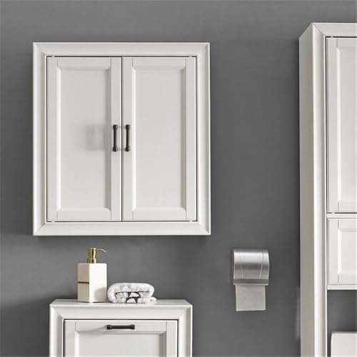 Pemberly Row Modern Wood Medicine Cabinet with Shelves in Vintage White Pemberly Row