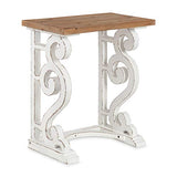 Kate and Laurel Wyldwood Rustic French Solid Wood Side Table, 24" x 14" x 12.75", White and Rustic Brown, Chic Farmhouse Inspiration, Natural Wood Top Kate and Laurel
