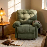 GEEVIVO Recliner Chair, Manual Armchair for Adults with Adjustable Push Back & Side Pocket Small Single Sofa Overstuffed Upholstered for Living Room, Bedroom, Home Theater, Green