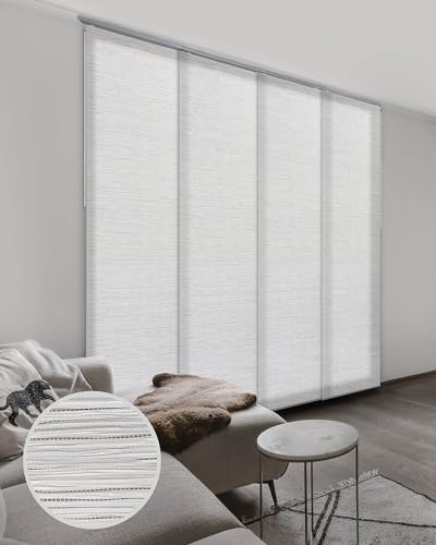 GoDear Design Adjustable Sliding Panel Track Blinds, Vertical Blinds, Room Dividers Walls, Closet Doors, Extendable Track from 45.8" to 86" W, Trimmable Panel Curtains Up to 96" H, Mica GoDear Design