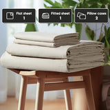 SONORO KATE 100% French Pure Linen Sheets, Extra Deep Pocket up to 18"-24", Breathable and Durable Linen Sheets, Anti-Tear Linen Bed Sheets, Machine Washable - 4 Piece (Natural Linen, King(24" deep)) SONORO KATE