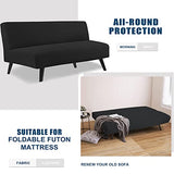 TOPYUMH Water Repellent Armless Futon Cover Sofa Bed Slipcover, Full Size Futon Mattress Cover, Soft & Stretch Furniture Protector for Pets, Black TOPYUMH
