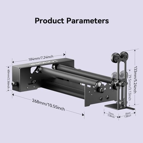 Longer Laser Engraver New-Rotary Roller, Y-axis 360° Rotation, Compatible with Other Brands of Engraver，a Good Partner for Laser Engraving Machine Longer