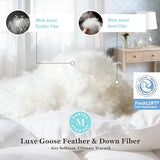 Martha Stewart Luxury White Goose Feathers Down Fiber Duvet Insert Queen Size - Hotel Collection 100% Cotton Comforter, All Season Medium Warmth, Breathable, Hypoallergenic, 90 x 90 Inch Martha Stewart