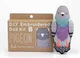 Kiriki Press DIY Embroidery Doll Kit - Skill Level 2 - Beginner to Advanced Embroidery Kits for Adults Teens (3 Skill Levels) Animal Embroidery Kit - Screen Printed Pattern (Pigeon - Level 2)