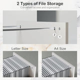 ModernMate 63" Standing Desk with File Cabinet, Privacy Panel, AC/USB, 1.18" Desktop, Executive L Shaped Height Adjustable Desk, Electric Stand Up Table with 3 Drawers, White Rattan ModernMate