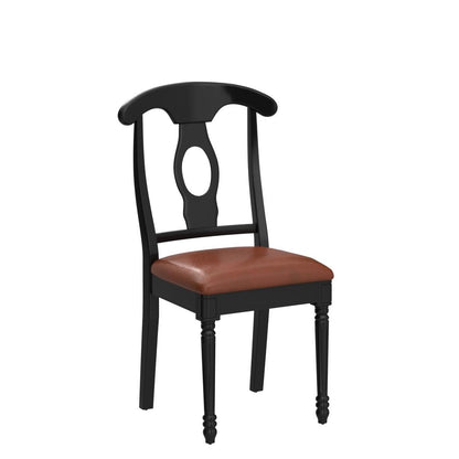 East West Furniture Kenley Dining Room Faux Leather Upholstered Wood Chairs, Set of 2, Black