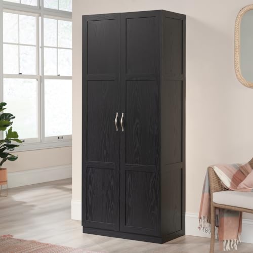Sauder Tall Storage Cabinet, Black, 4 Adjustable Shelves, Multi-Room Use Sauder