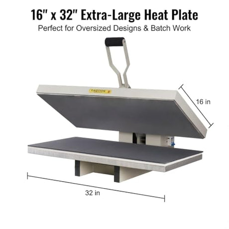 16x32 Large Format Manual Heat Press Machine 110V 2600W, Heavy-Duty Professional High Pressure Heat Transfer for T-Shirts Mouse Pads License Plates, Sublimation, Htv, and More (Grey) Impels