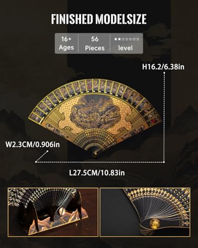 Piececool 3D Metal Puzzle for Adults Folding Fan Metal Model Kit,DIY Building Kits Birthday Christmas Day Gifts for Women 14+