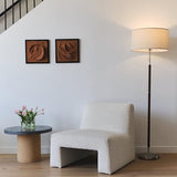 Brightech Carter LED Floor Lamp, Drum Shade Tall Lamp with Walnut Wood Finish, Great Living Room Décor, Mid-Century Lamp for Living Rooms & Offices, Mid Century Modern Lamp for Bedroom Brightech