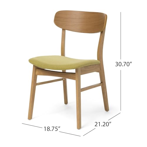 Christopher Knight Home Lucious Curved Leg Rectangular Dining Set, 5-Pcs Set, Natural Oak / Green Tea Christopher Knight Home