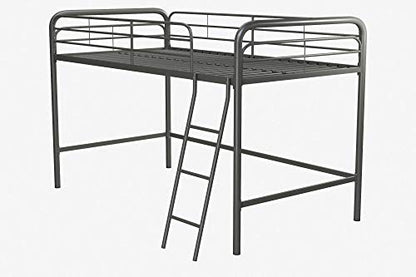 DHP Silver Junior Loft Bed Frame with Ladder - Twin Size