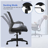 FDW Office Chair Ergonomic Desk Chair Mid-Back Mesh Computer Chair Lumbar Support Comfortable Executive Adjustable Rolling Swivel Task Chair with Armrests,Black FDW
