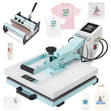 Albott 15x15 Inch 2-in-1 Heat Press Machine for T-Shirts and Cups, Fast Heating Sublimation Press with Digital Control Display for Clothing and Fabric Crafts, Blue Albott