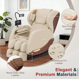 2026 Massage Chair, Massage Chairs Full Body and Recliner with 10 Fixed Points, Zero Gravity, Wood Grain Leather, Foot Massage, Airbags, Lumbar Heating, Bluetooth and Control Screen (Leather White) yewglen