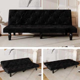 Anwick 3-in-1 Futon Sofa Bed, 66" Velvet Love Seat Sleeper Bed with Adjustable Backrest, Multifunctional Reclining Couch Sofas for Small Spaces, Living Room, Office, Guest Room (Black) Anwick