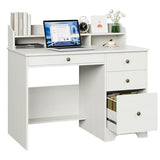 TTVIEW Computer Desk with Drawers and Hutch Shelf, Wood Executive Desk Writing Study Table with 43” Wide Tabletop, Small Desk with File Drawer for Home Office Bedroom, White Oak TTVIEW
