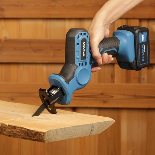 G LAXIA Reciprocating Saw, 20V Cordless Reciprocating Saw with 4.0Ah Battery, Tool-Free Blade Change, 3Pcs Blades for Wood, Soft Metal, PVC Pipe Cutting G LAXIA
