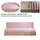 GIANCO FERRO Armless Stretch Futon Covers with Skirt Soft Jacquard Sofa Bed Cover with Elastic Bottom Machine Washable Stain Resistant (Pink, Medium (Length 59"-70.5")) GIANCO FERRO