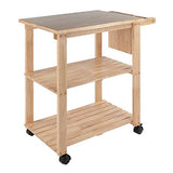 Winsome Wood Kitchen Cart With Cutting Board, Knife Block and Shelves, Beech Winsome