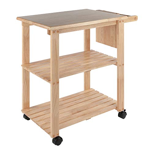 Winsome Wood Kitchen Cart With Cutting Board, Knife Block and Shelves, Beech - WoodArtSupply