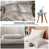 Simple&Opulence 100% Linen Duvet Cover Set 3pcs Basic Style Natural French Washed Flax Solid Color Soft Breathable Farmhouse Bedding with Button Closure - Linen, Full Simple&Opulence