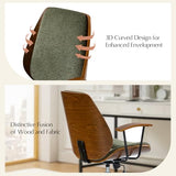 HULALA HOME Solid Wood Office Chair with Rocking Function, Comfy Fabric Desk Chair with Bent Wood and Metal Base, Height Adjustable Swivel Computer Task Chair, Green HULALA HOME