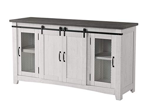 Martin Svensson Home Hampton TV Stand, White Stain with Grey Stain Top - WoodArtSupply